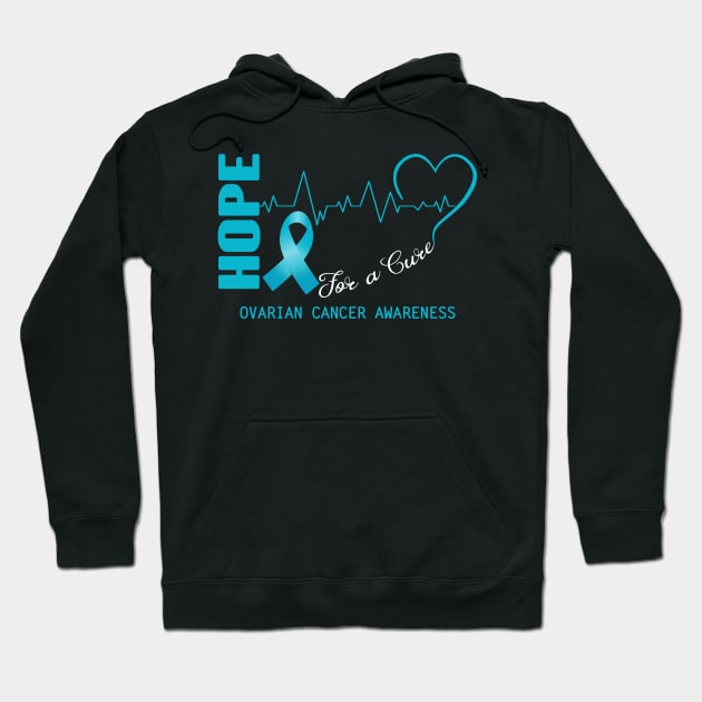 Hope For A Cure Ovarian Cancer Awareness Support Ovarian Cancer Warrior Gifts Hoodie by ThePassion99